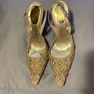 Rene Caovilla Light Beige Slingback Heels Size 9